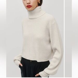 Reformation Luisa Cropped Cashmere Sweater Gossamer - Size XS